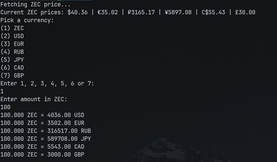 Zcash to Fiat project image